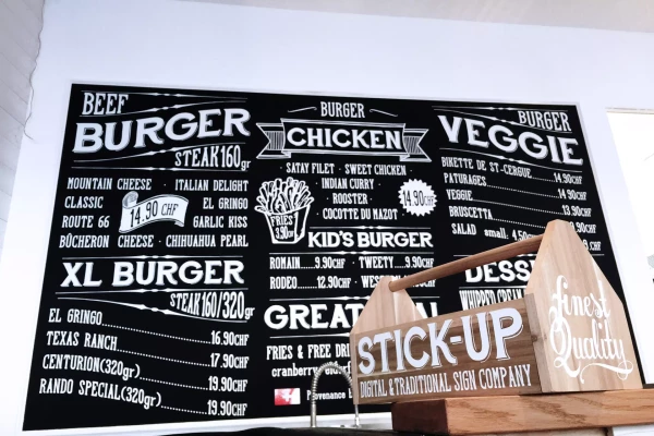 un menu ardoise pour un restaurant