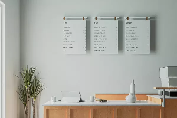 menu blanc de coffee shop