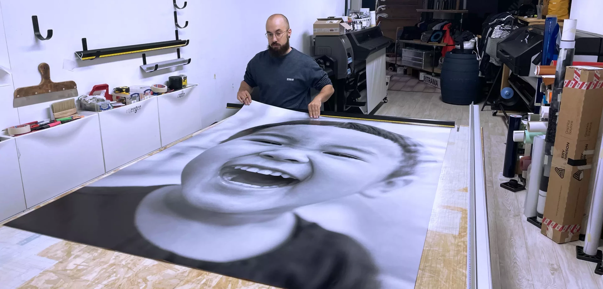 impression d'un portrait xxl en noir et blanc